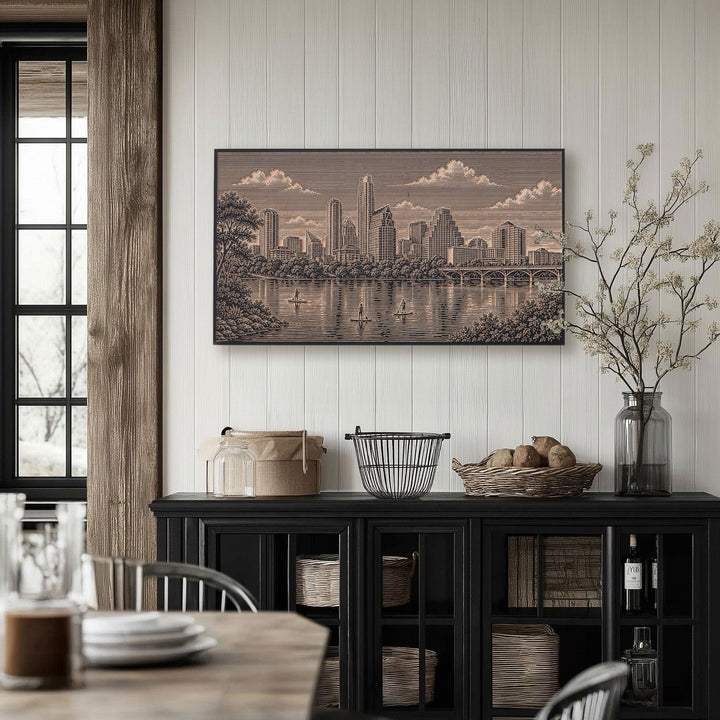 Austin Skyline Engraved Birch Art Panel