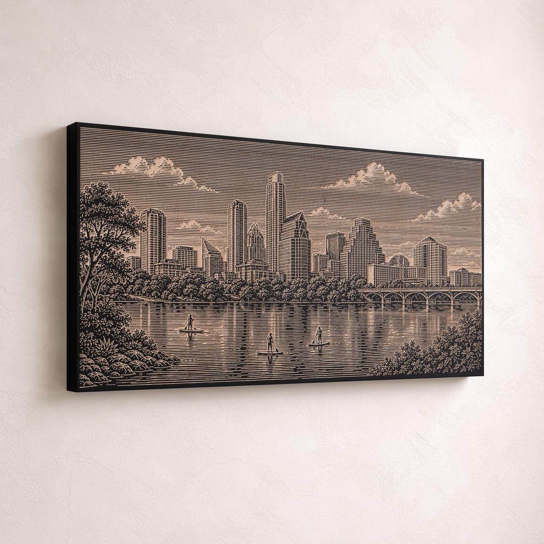 Austin Skyline Engraved Birch Art Panel