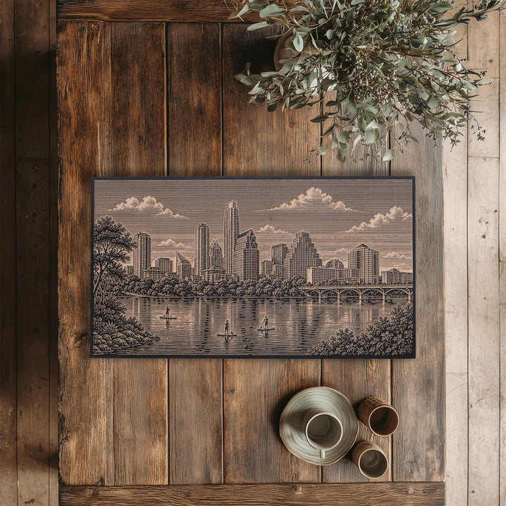 Austin Skyline Engraved Birch Art Panel