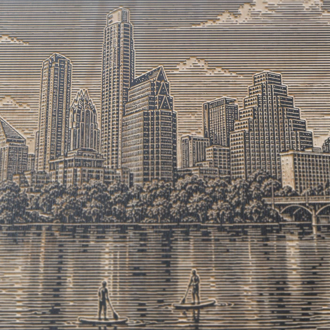 Austin Skyline Engraved Birch Art Panel