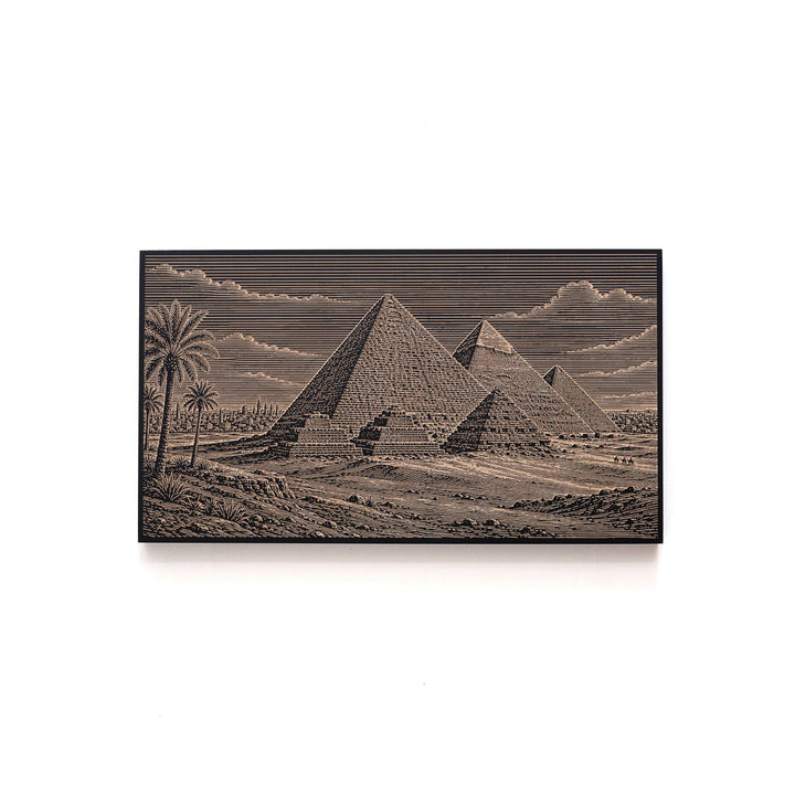 Cairo Pyramids Engraved Birch Art Panel