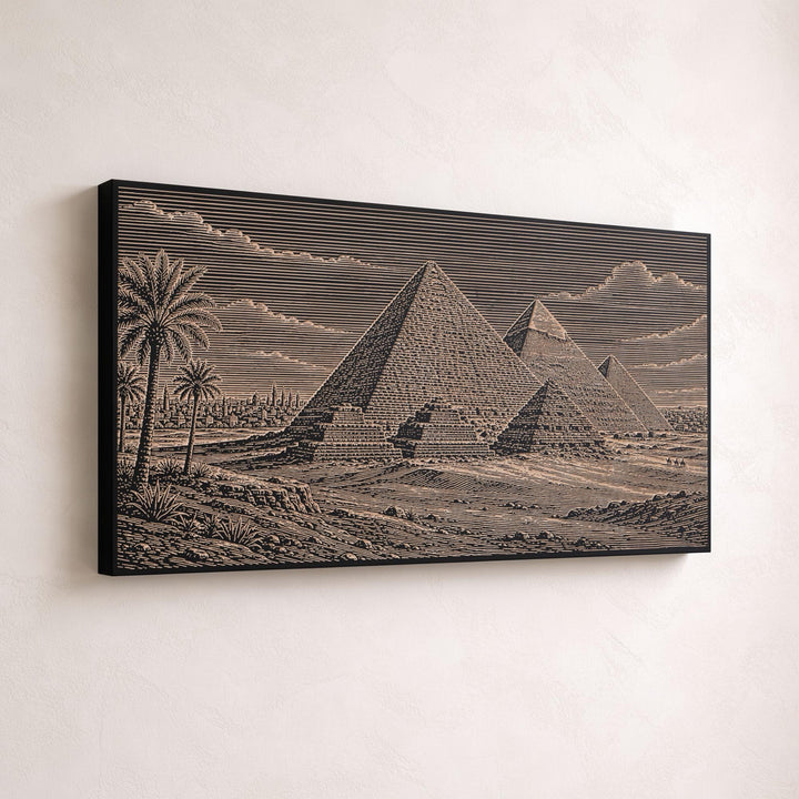 Cairo Pyramids Engraved Birch Art Panel
