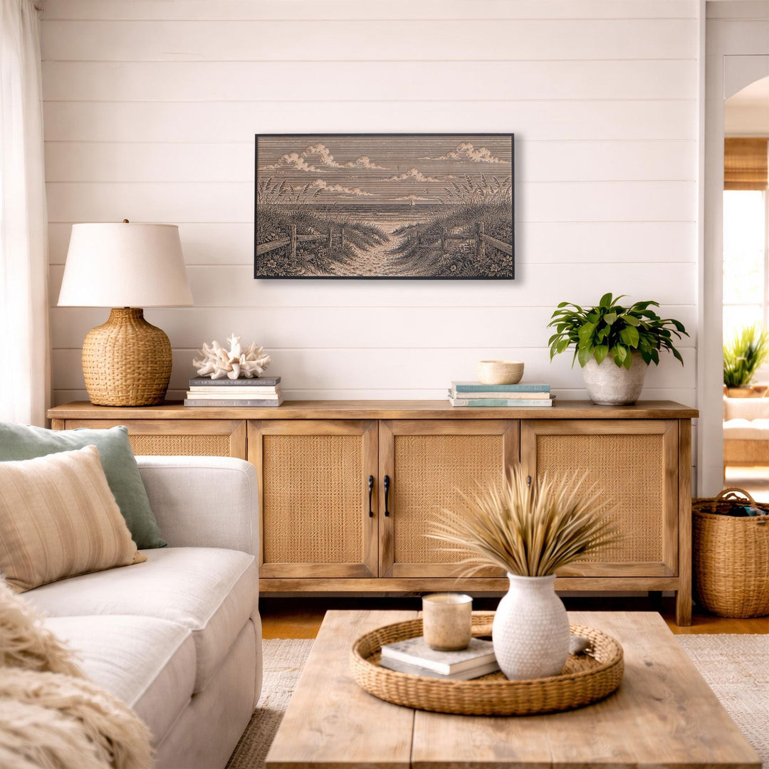 Cape Cod Dune Path Engraved Birch Art Panel