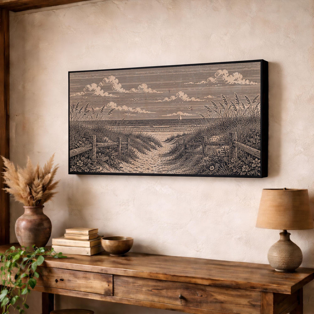 Cape Cod Dune Path Engraved Birch Art Panel