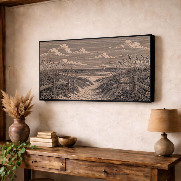 Cape Cod Dune Path Engraved Birch Art Panel