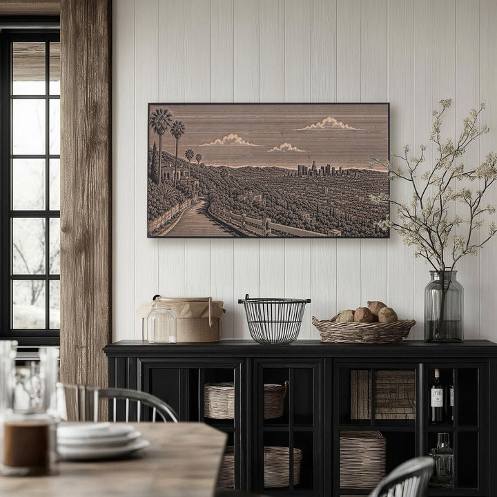 Los Angeles Hillside Overlook Engraved Birch Art Panel