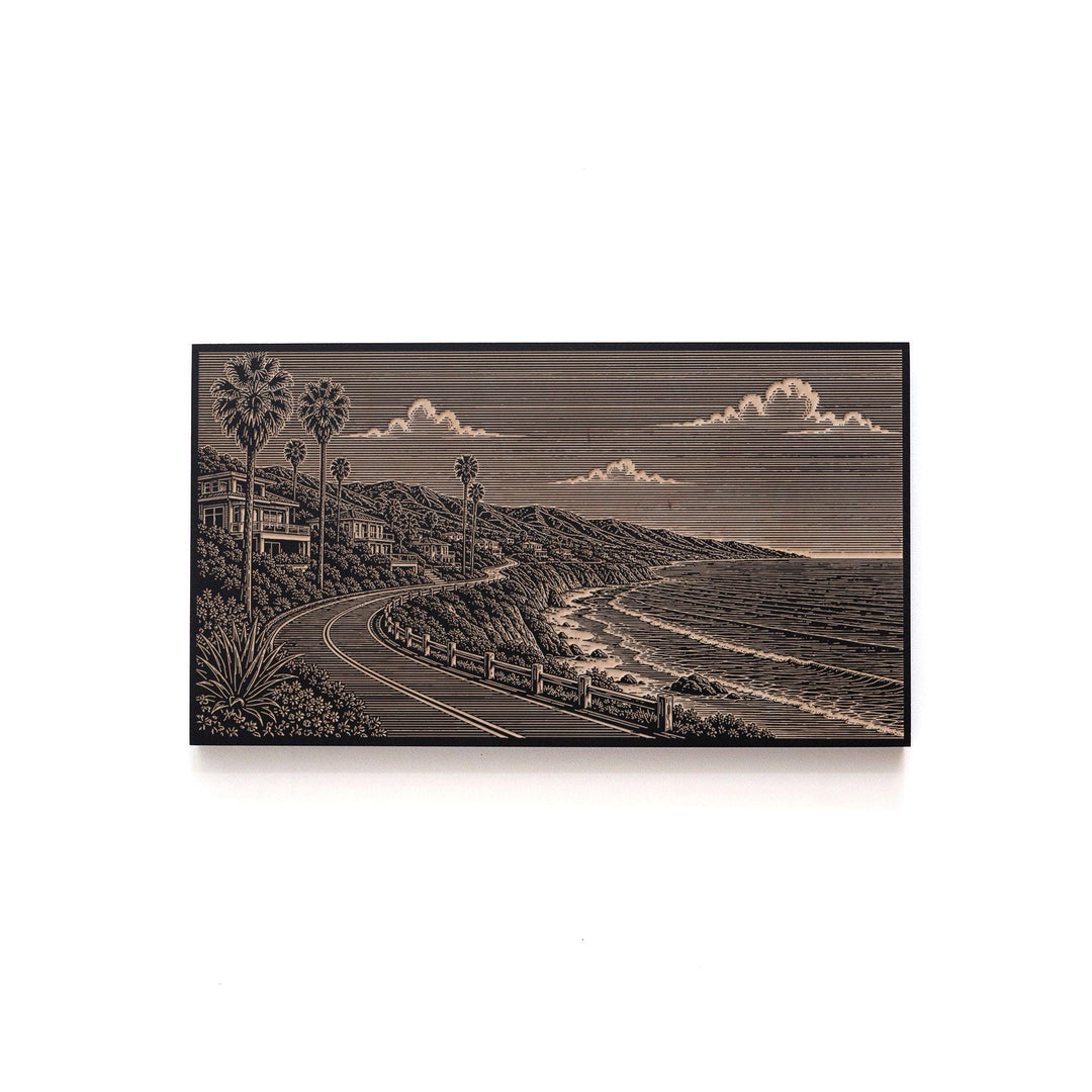 Malibu Coastal Road Engraved Birch Art Panel