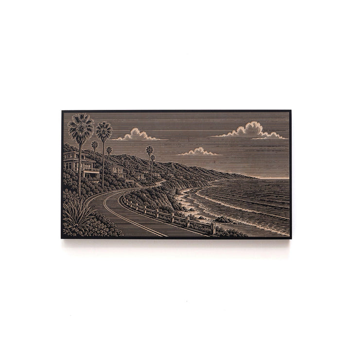 Malibu Coastal Road Engraved Birch Art Panel