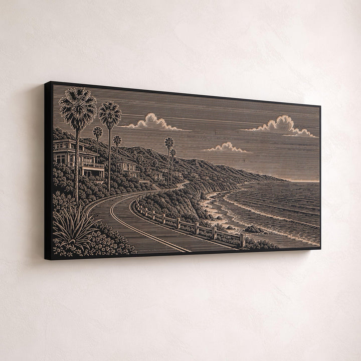 Malibu Coastal Road Engraved Birch Art Panel
