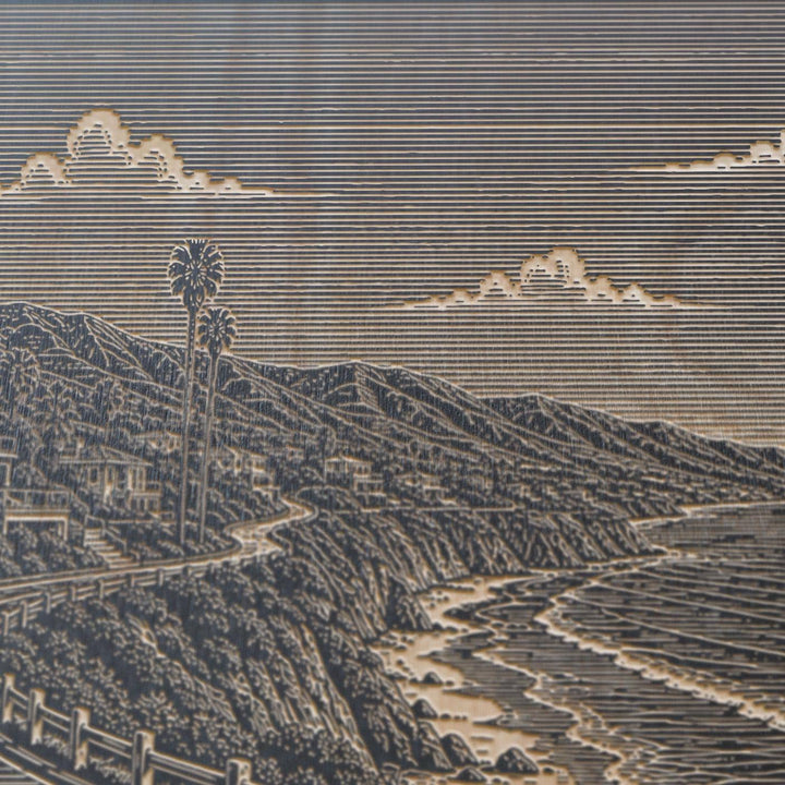 Malibu Coastal Road Engraved Birch Art Panel