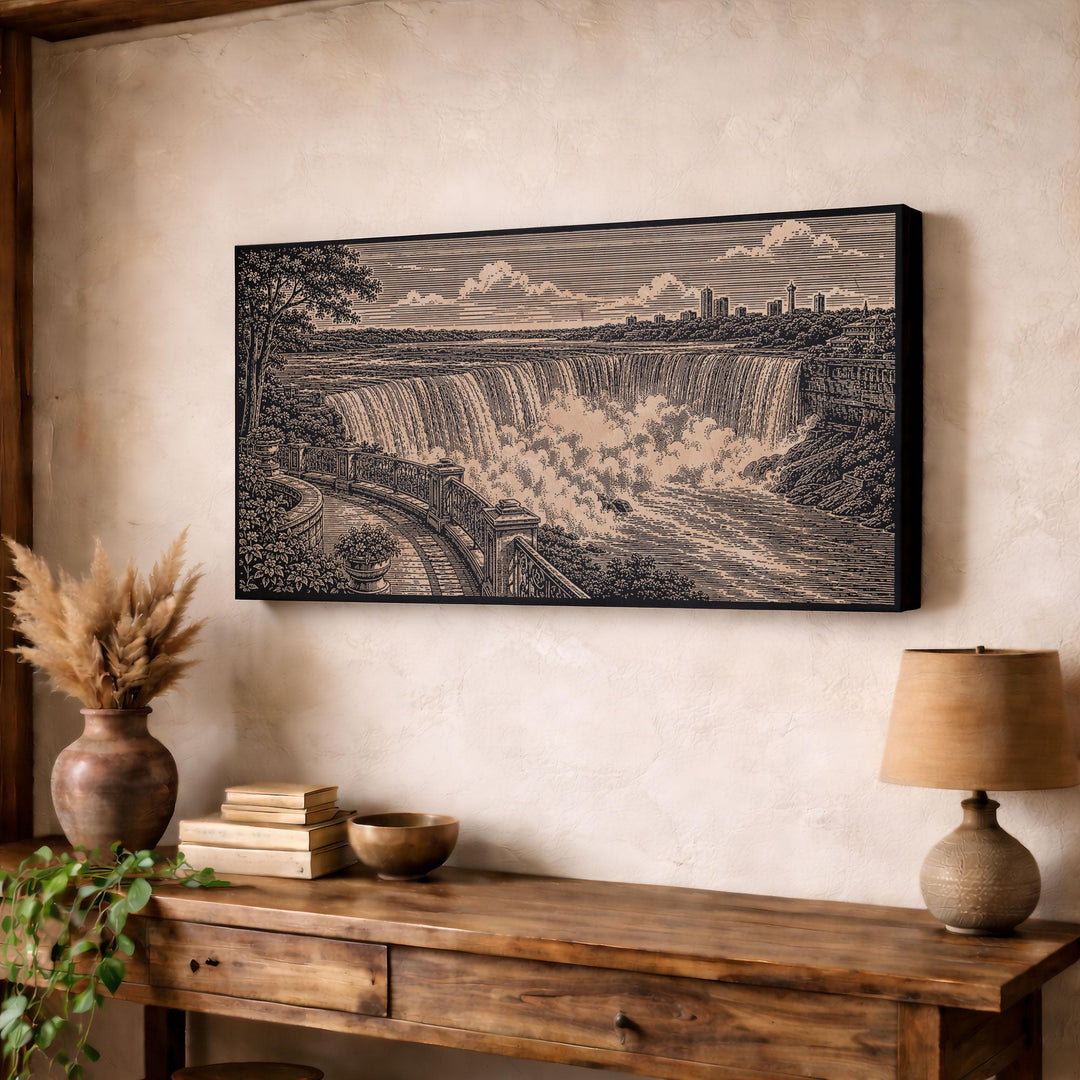 Niagara Falls City Overlook Engraved Birch Art Panel