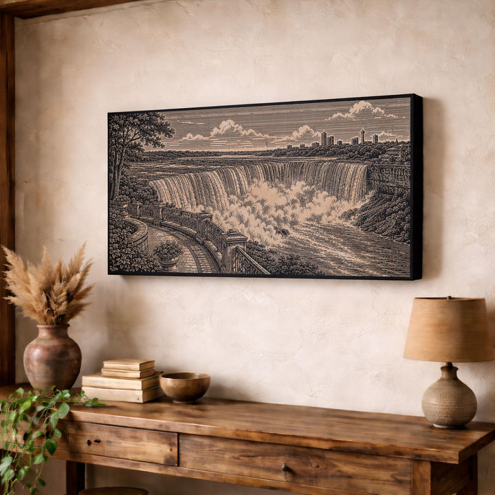 Niagara Falls City Overlook Engraved Birch Art Panel