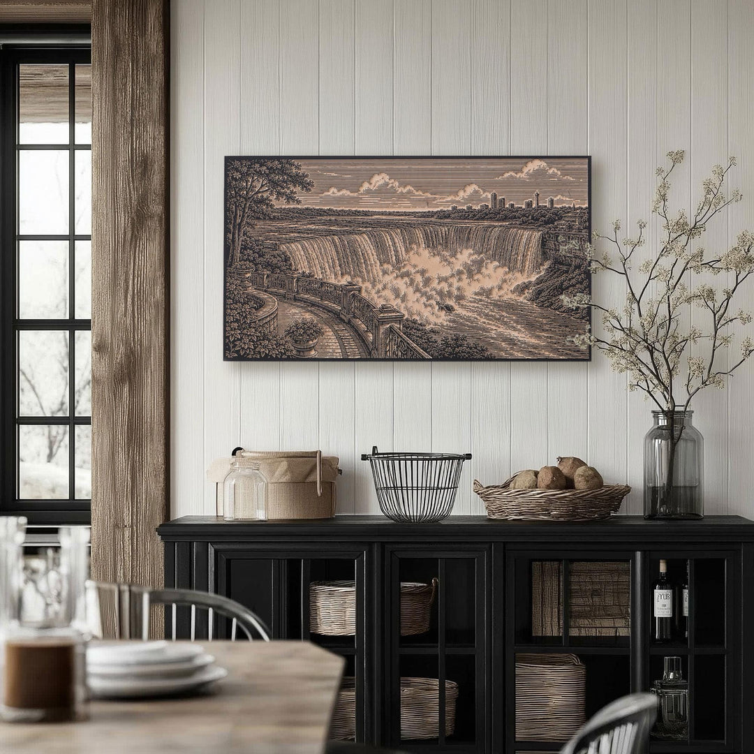 Niagara Falls City Overlook Engraved Birch Art Panel