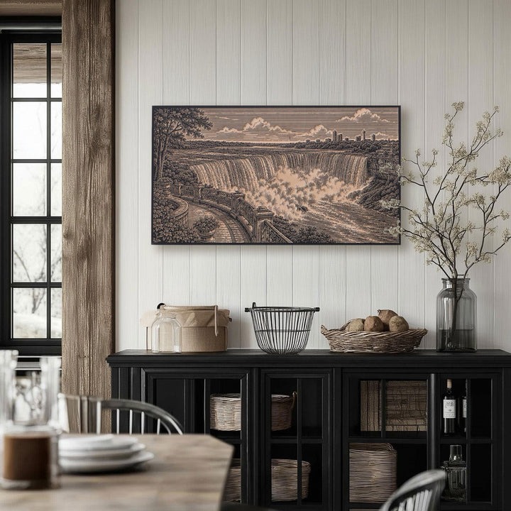 Niagara Falls City Overlook Engraved Birch Art Panel