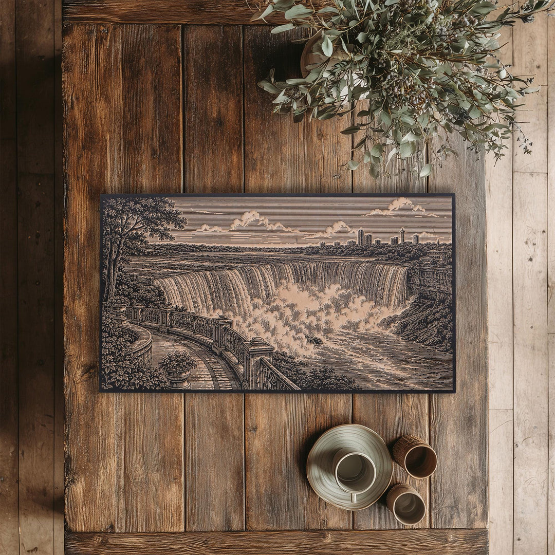 Niagara Falls City Overlook Engraved Birch Art Panel