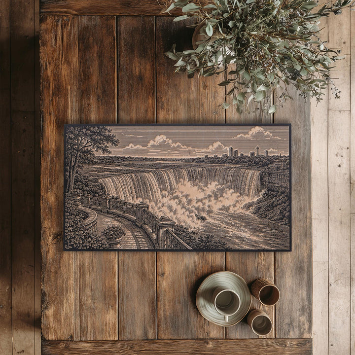 Niagara Falls City Overlook Engraved Birch Art Panel