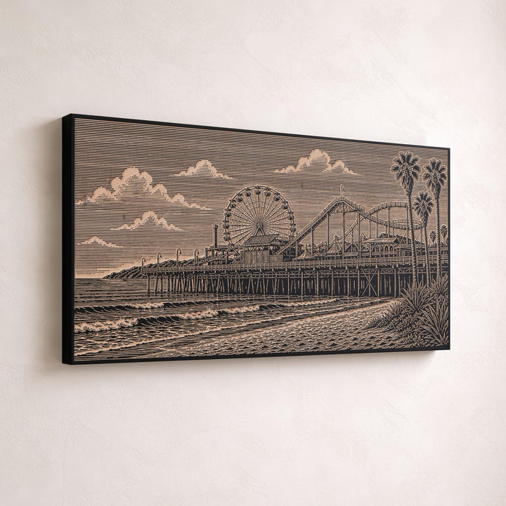 Santa Monica Pier Engraved Birch Art Panel