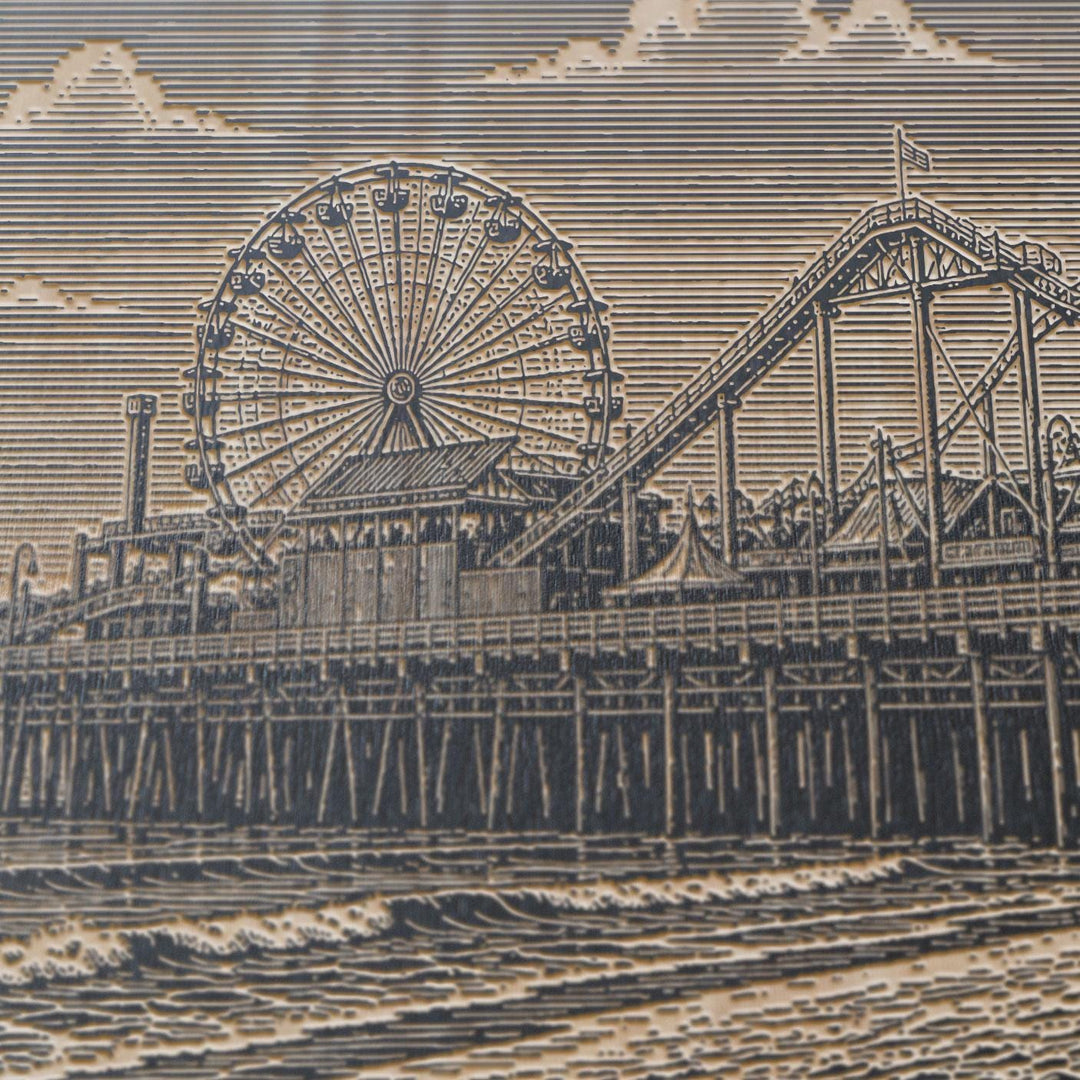 Santa Monica Pier Engraved Birch Art Panel
