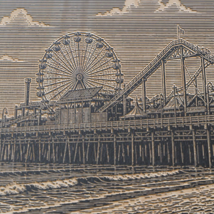 Santa Monica Pier Engraved Birch Art Panel