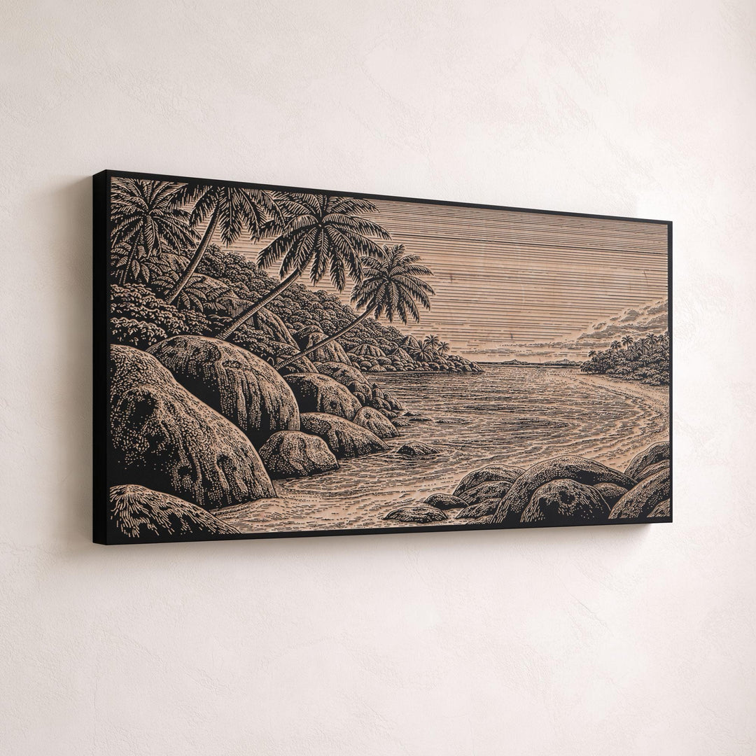 Seychelles Granite Boulders Engraved Birch Art Panel