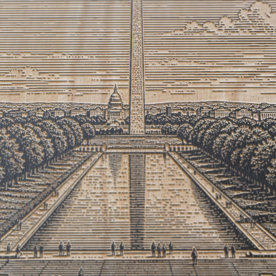 Washington DC Monument Mall Engraved Birch Art Panel