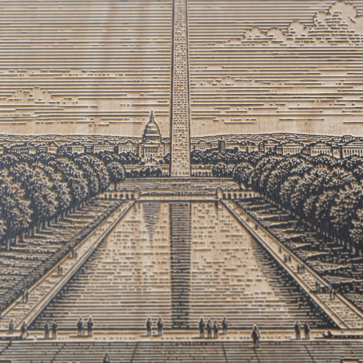 Washington DC Monument Mall Engraved Birch Art Panel