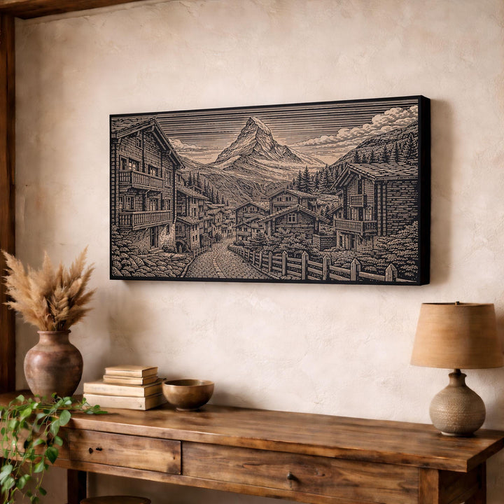 Zermatt Switzerland Matterhorn Engraved Birch Art Panel