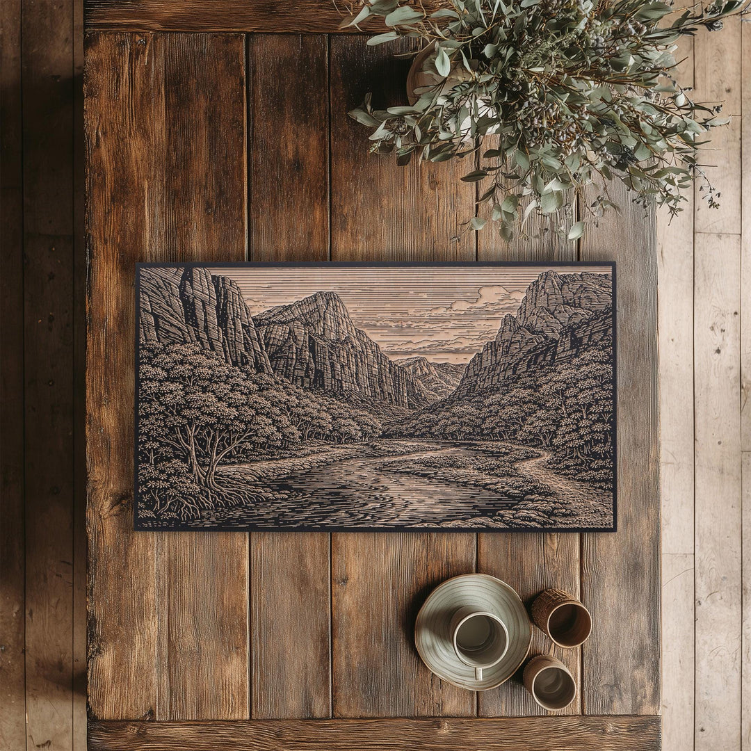 Zion Canyon Engraved Birch Art Panel