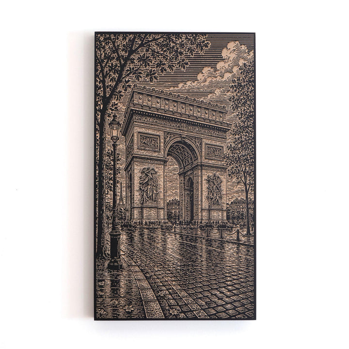 Arc de Triomphe Engraved Birch Art Panel