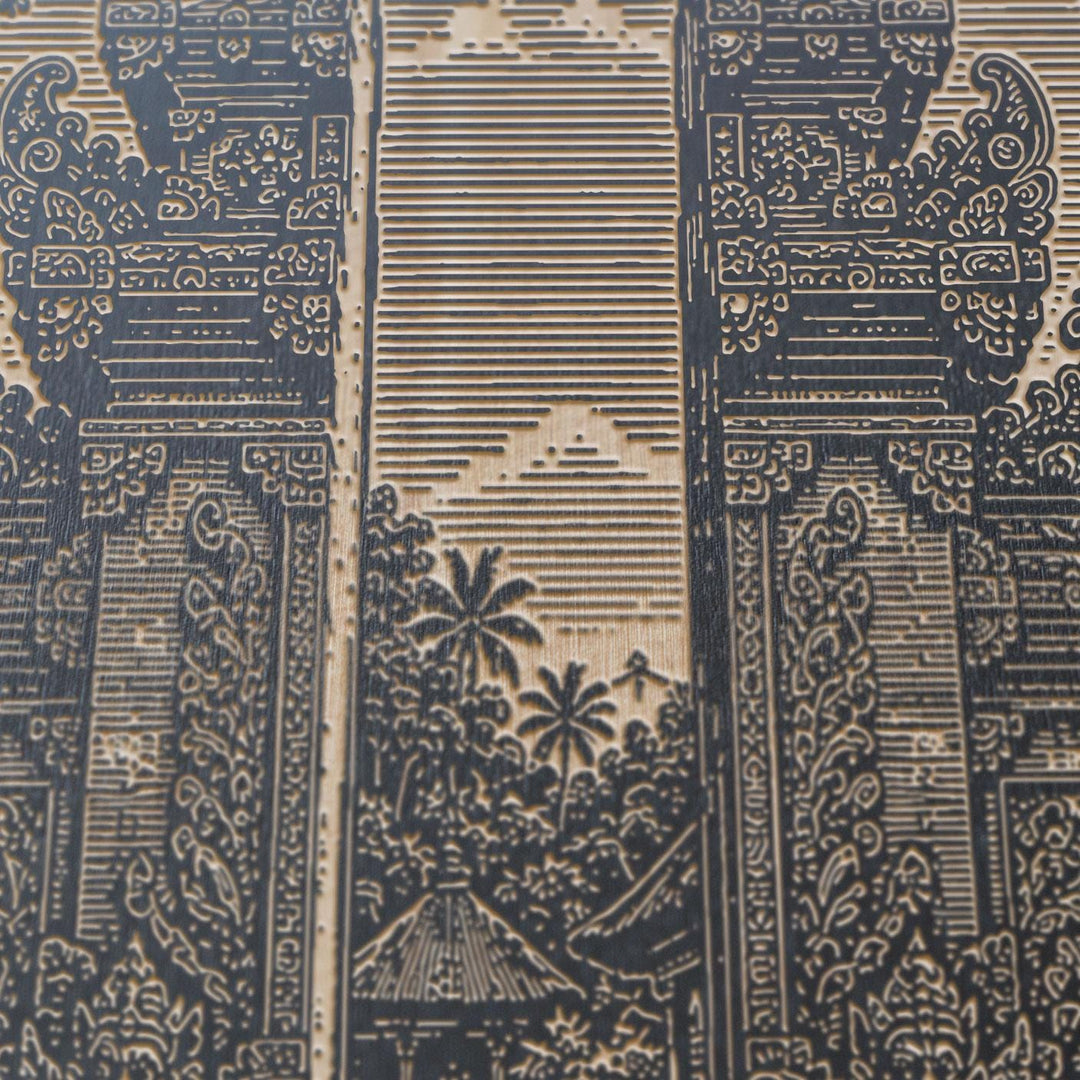 Bali Ubud Temple Gate Engraved Birch Art Panel