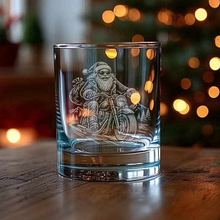 Santa Biker Glass