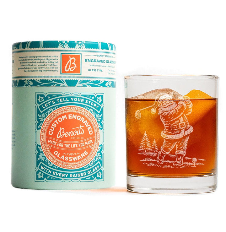 Santa Golfing Engraved Glass