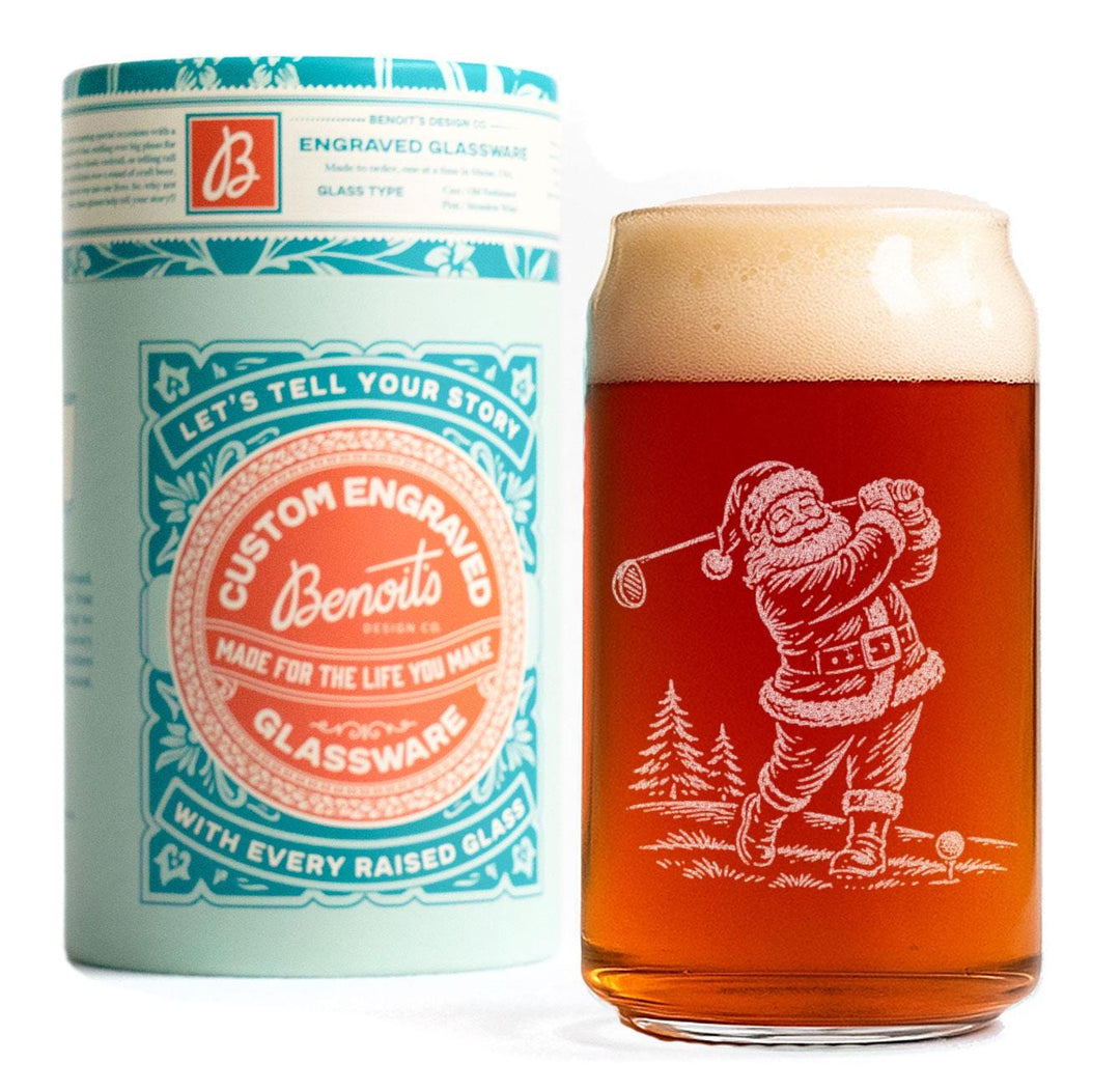 Santa Golfing Engraved Glass