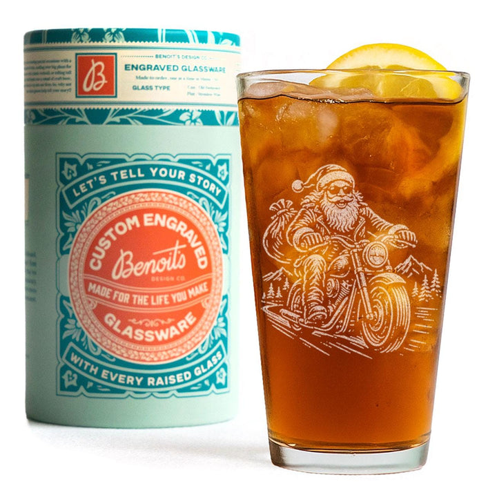 Santa Biker Glass