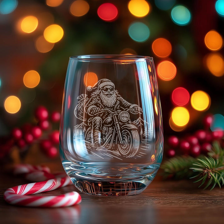 Santa Biker Glass