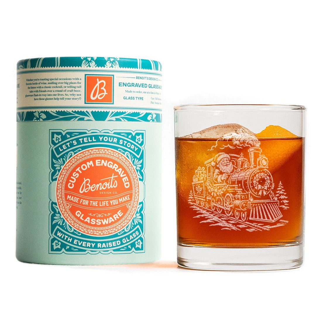 Santa Train Engraved Glass