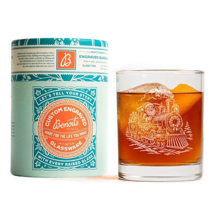 Santa Train Engraved Glass