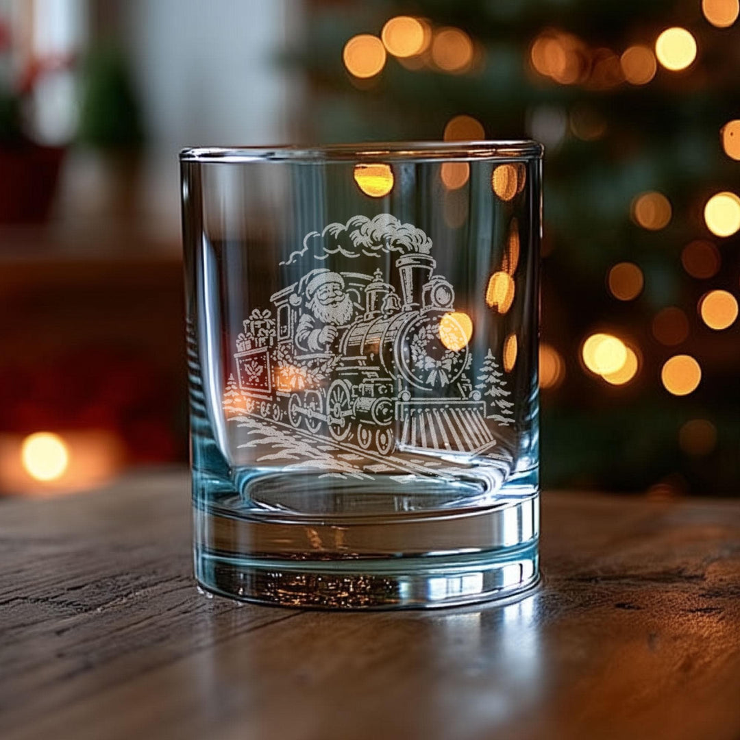 Santa Train Engraved Glass