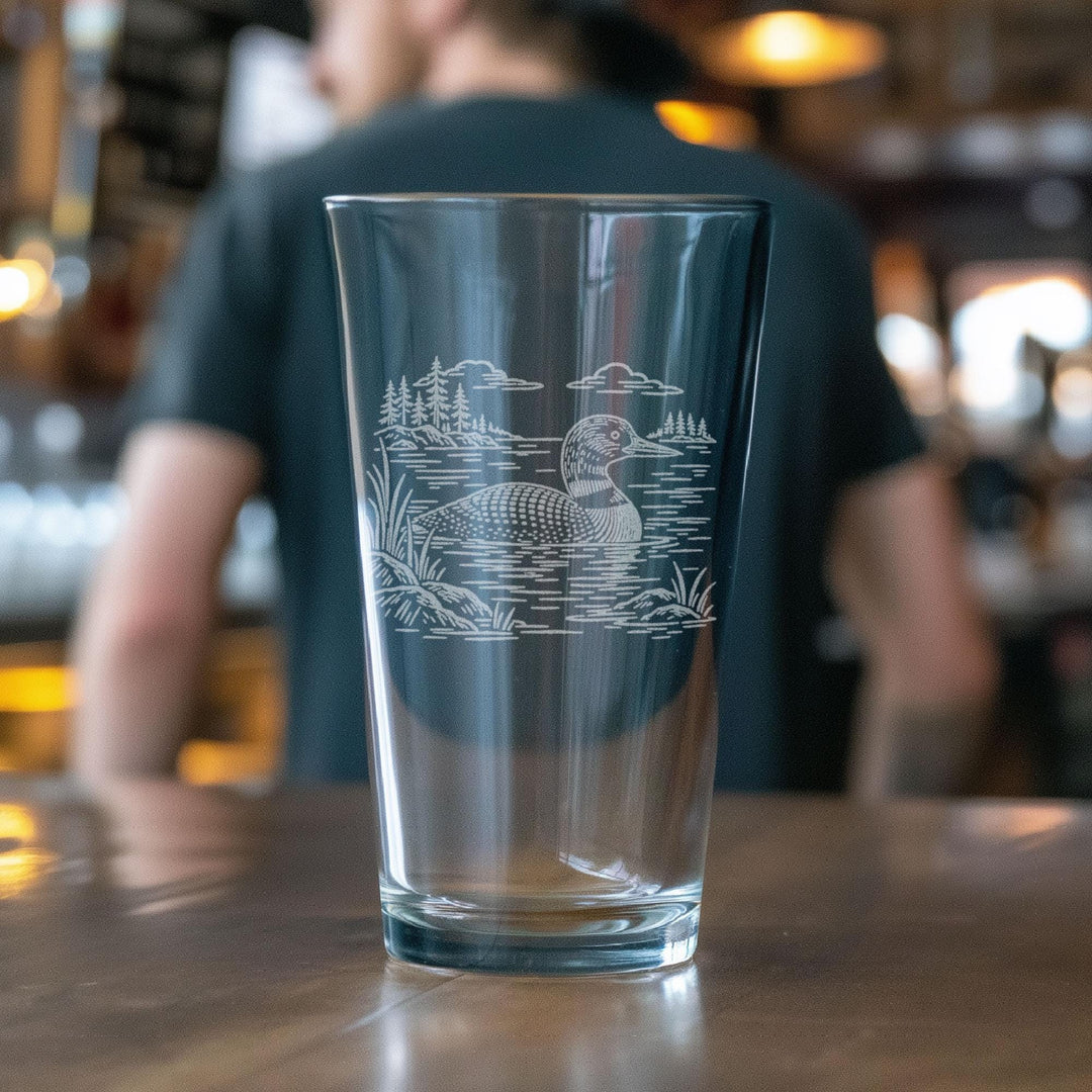 Loon Engraved Glass