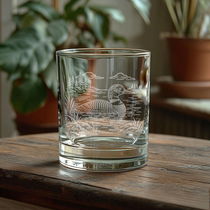 Loon Engraved Glass