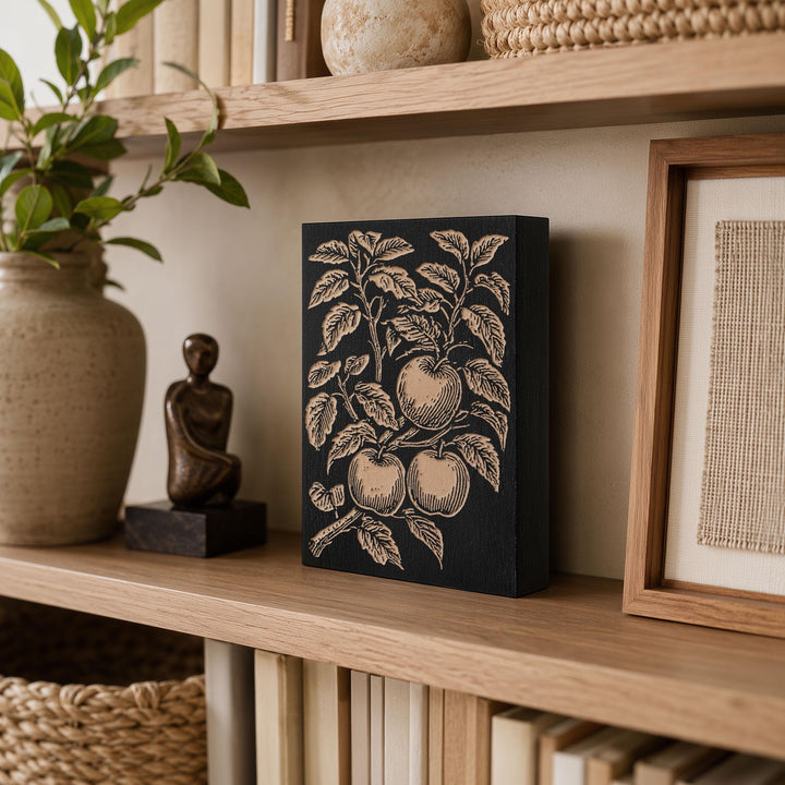 Apple Tree Branch Engraved Wood Panel