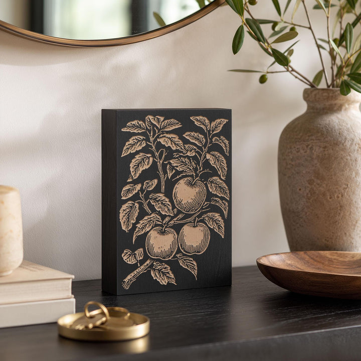 Apple Tree Branch Engraved Wood Panel