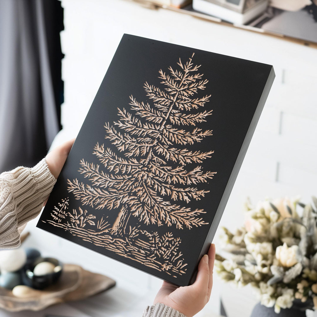 Balsam Fir Tree Engraved Wood Panel