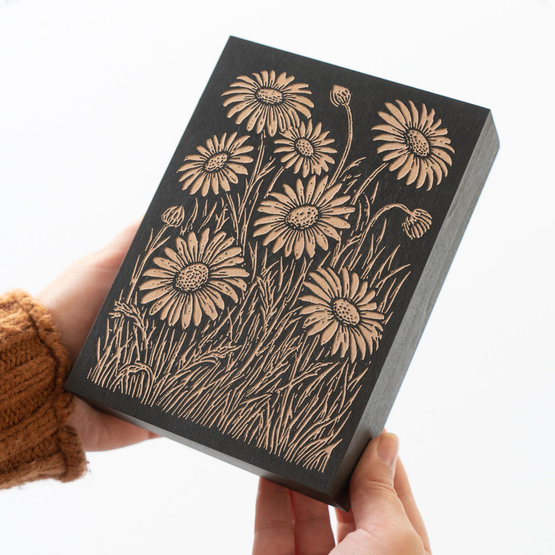 Daisies Engraved Wood Panel