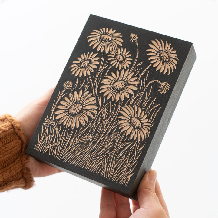 Daisies Engraved Wood Panel