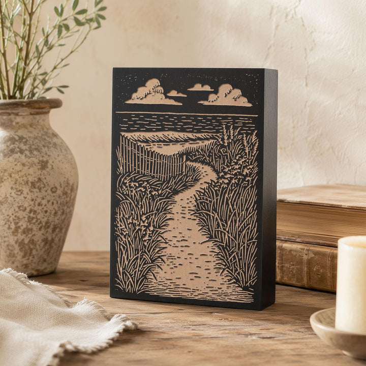 Footpath to the Beach Engraved Wood Panes