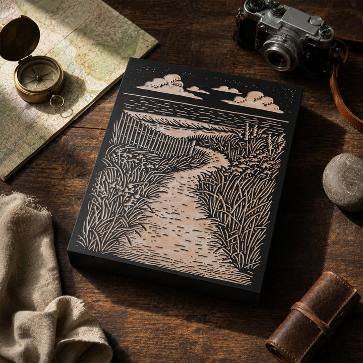 Footpath to the Beach Engraved Wood Panes
