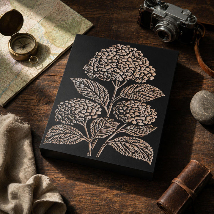 Hydrangea Cluster Engraved Wood Panel