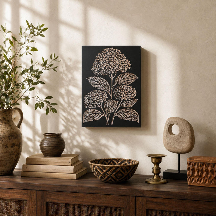 Hydrangea Cluster Engraved Wood Panel