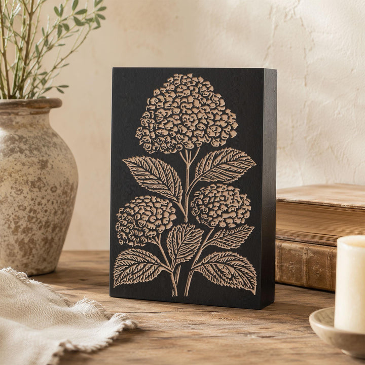 Hydrangea Cluster Engraved Wood Panel